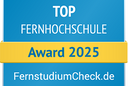 Auszeichnung Top Fernhochschule 2025 von FernstudiumCheck.de