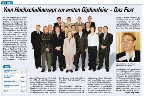 Textausschnitt zur ersten HFH-Diplomfeier im September 2002