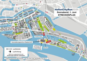 Streckenplan des HafenCity Run 2024