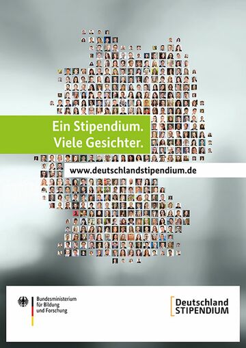 Plakat Deutschlandstipendium mit vielen Gesichtern von Geförderten